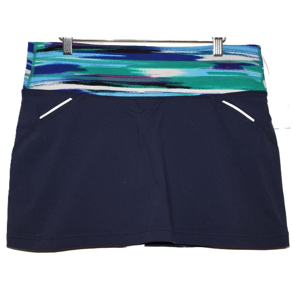 Womens Athleta Grenadine Airbrush Relay Skort Lines Blue Activewear Size Large L